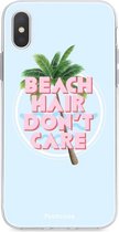 Fooncase Hoesje Geschikt voor iPhone XS - Shockproof Case - Back Cover / Soft Case - Beach Hair Don't Care / Blauw & Roze
