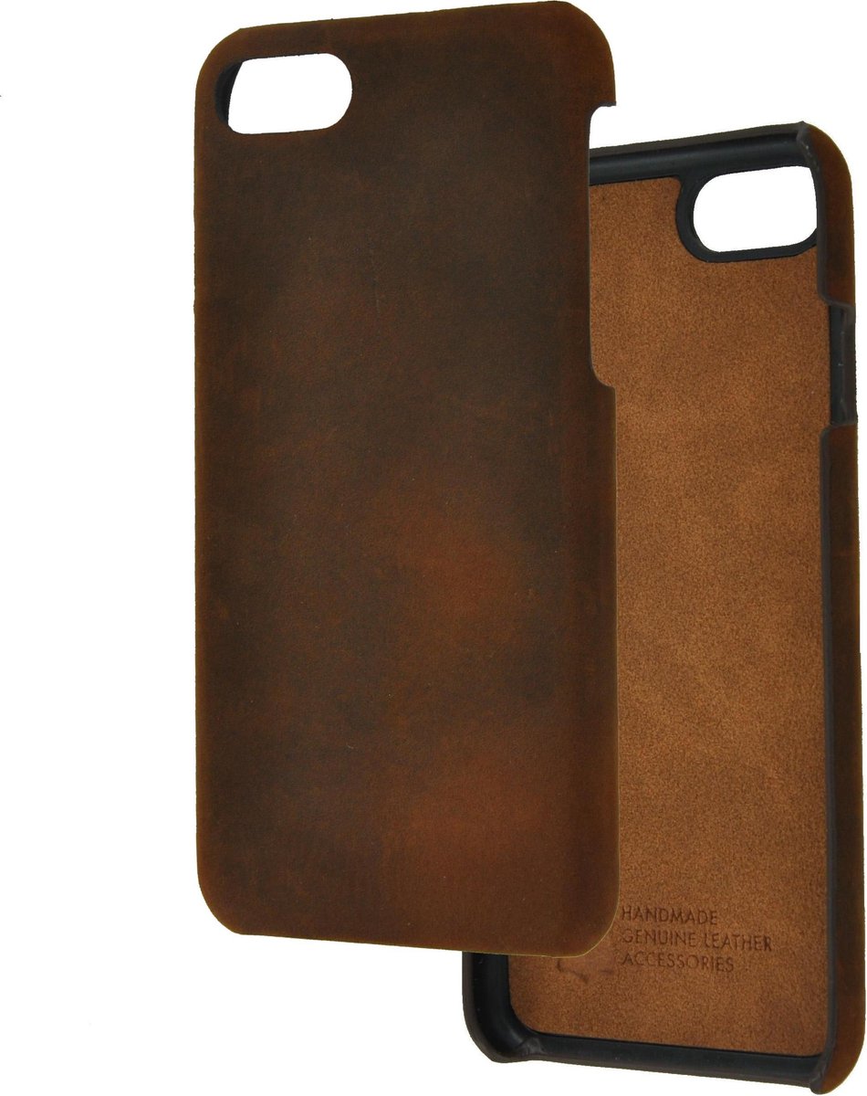 iPhone Se (2020) / iPhone 7 / iPhone 8 hoes Echt leder Back Cover hoesje Bruin