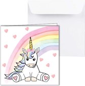 uitnodiging kinderfeest eenhoorn - Unicorn - regenboog - rainbow (8st)