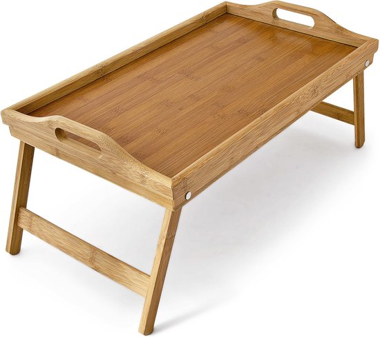 relaxdays Bedtafel - Bamboe hout - Dienblad - 50x30 cm - Relaxdays