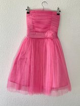 Meisjes galajurk met tule - fuchsia - maat 140 t/m 158