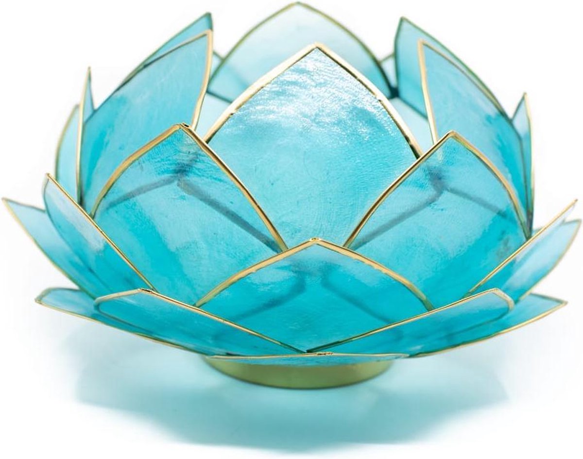 Lotus Sfeerlicht Blauw Goudrand Groot