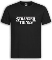 Zwart T shirt met Witte "Stranger Things" tekst maat M