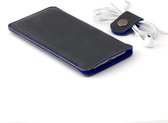 JACCET lederen Galaxy Note 20 Ultra sleeve - antraciet/zwart leer met blauw wolvilt - Handgemaakt in Nederland