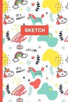 Sketch: 110-Page 6''x9'' Sketchbook for Art, Doodling, and Drawing - A Kawaii Unicorn, Cupcakes and Doodle Rainbows Notebook for