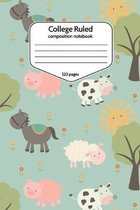 College Ruled Composition Notebook: 6x9 120 Page Farm Theme