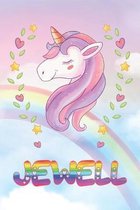 Jewell: Jewell Unicorn Notebook Rainbow Journal 6x9 Personalized Customized Gift For Someones Surname Or First Name is Jewell