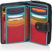Visconti Leren Portemonnee - Rio Collectie - RFID - 18 Pasjes - Leer - Zwart/Multi (R13 BK)