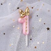 DW4Trading® Cijfer kaars roze 1 verjaardag taart versiering