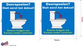 WC doorspoelen sluit eerst de toilet deksel sticker set.