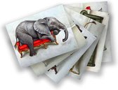Geschenk label set Wildlife at Leisure: Neushoorn | Leeuw | Olifant | Cheetah | Pinguins | Nijlpaard |  WhimsicalCollection - 12 x 16 cm - Afrika - 6 Geschenk labels in een set - W