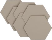 Leren onderzetters 'Hexagon' - 6 stuks | TAUPE