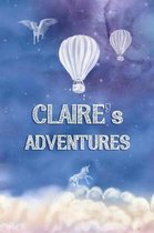 Claire's Adventures: A Softcover Personalized Keepsake Journal for Baby, Cute Custom Diary, Unicorn Writing Notebook with Lined Pages