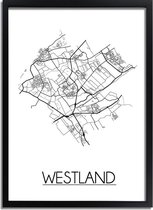 DesignClaud Westland Plattegrond poster A3 + Fotolijst zwart