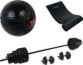 Workout set Tunturi - Dumbellset - Halterset - 50 kg Gewichten - Slam Ball 10 kg - fitness mat