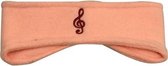 Fleece hoofdband vioolsleutel licht roze