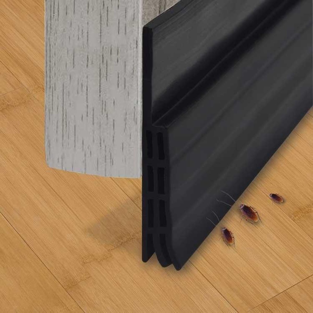 Rori - Aanpasbare Tochtstopper - Zelfklevende tochtstrip voor deuren - Zwart - 100 cm x 5 cm - Rori
