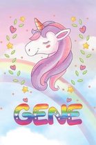 Gene: Gene Unicorn Notebook Rainbow Journal 6x9 Personalized Customized Gift For Someones Surname Or First Name is Gene