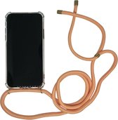 Telefoon hoesje met koord - Shockproof Backcover - iPhone 11 Pro Max - Oranje met Goud