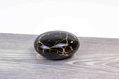 Mini Urn 'Stone' Zwart met bladgoud 12 cm van Loranto Glas