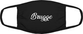 Brugge mondkapje | gezichtsmasker | bescherming | bedrukt | logo | Zwart mondmasker van katoen, uitwasbaar & herbruikbaar. Geschikt voor OV