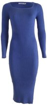 NA-KD Jurk Square Neck Side Slit Midi Blauw XL