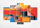 Incredible Art Painted Abstract 150x100, Uniek kunst schilderij cascade van Vijf verticaal panelen Canvas 100% katoen uitgerekt op het frame van hoge kwaliteit, muurhanger geïnstalleerd.