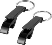 Set van 8x stuks flesopeners met sleutelhangers zwart 6 cm