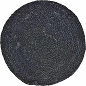 6x Placemats rond rotan handgemaakt zwart 38 cm - Natuurlijke placemats/onderleggers tafeldecoratie - Tafel dekken