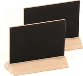 Set van 10x stuks houten mini krijtbordje/schrijfbordje/memobordje op voet 6 cm - Hobby/knutselbenodigdheden tekenbord - Home deco - Naamkaartjes