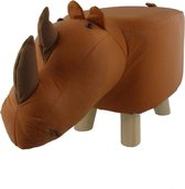 Krukje Dieren - Kinderkruk - Hout en Pluche - 23x28 cm - Neushoorn - Dielay