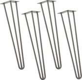 Tafelpoot - Meubelpoot - Hairpin - Set van 4 stuks - 3 Punts model - Staal - Grijs / metaal kleurig - Afmeting (L) 72 cm