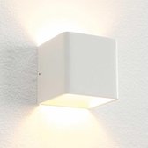 Wandlamp Fulda Wit - 10x10x10cm - LED 6W 2700K 540lm - IP20 - Dimbaar > wandlamp binnen wit | wandlamp wit| wandlamp hal wit | wandlamp woonkamer wit | wandlamp slaapkamer wit | mu