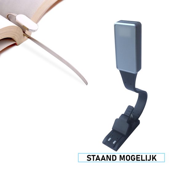 ® LED Leeslamp Oplaadbaar & Dimbaar met gratis Bladwijzer - Leeslamp met klem - Boek Leeslamp - Leeslampje Bed - Klemlamp - Boeklamp - Leeslampje met klem - Zwart en Lichtgrijs