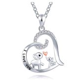 Ketting + hangertje olifantjes - I Love You ®Pippashop