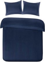 Zachte Katoen/Satijn Lits-jumeaux Dekbedovertrek Stripes Navy | 240x200/220 | Luxe En Comfortabel | Hoogwaardige Kwaliteit