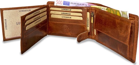 Lundholm portemonnee heren bruin - topkwaliteit leer en RFID bescherming -  Luxe heren... | bol.com
