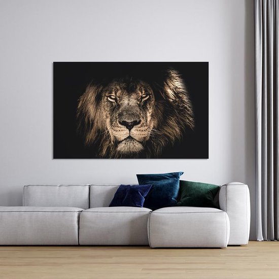 Canvas Schilderij African Lion | 90 x 60 cm | PosterGuru