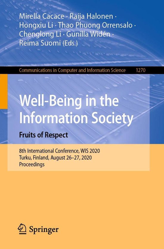 Springer Nature Proceedings Computer Science - Well-Being in ... - cover