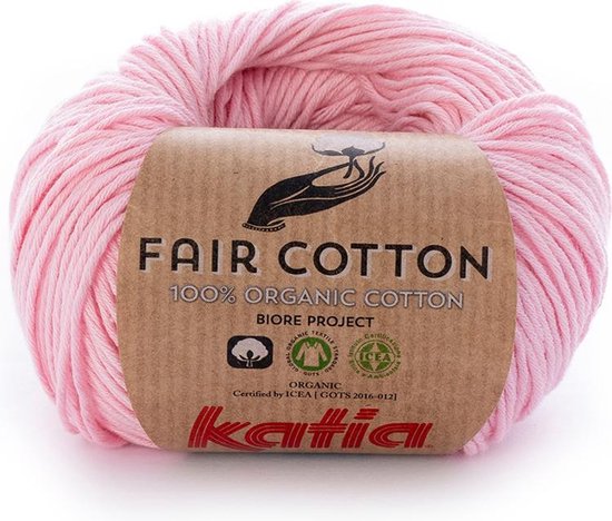 Katia Fair Cotton Roze Kleurnr. 9 - 1 bol - biologisch garen - - amigurumi... bol.com