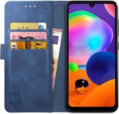 Rosso Element Book Case Wallet Hoesje Geschikt voor Samsung Galaxy A31 | Portemonnee | 3 Pasjes | Magneetsluiting | Stand Functie | Blauw