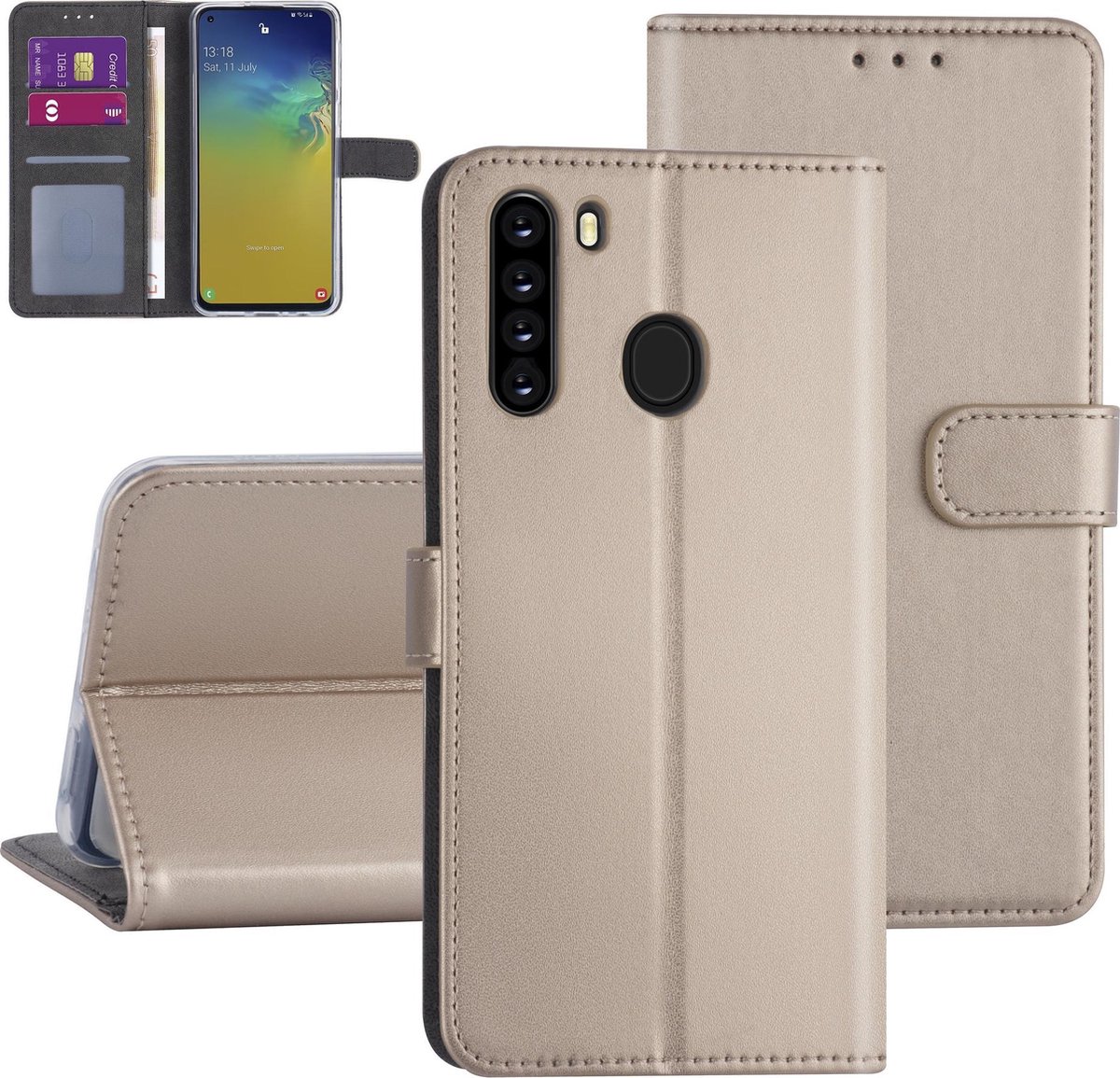 Samsung hoesje voor Galaxy A21 - Goud - Book Case - Kaarthouder (A205F)