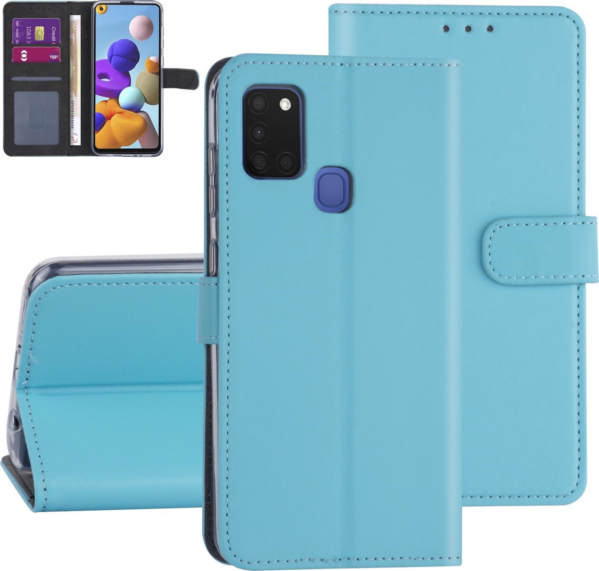 Samsung hoesje voor Galaxy A21S - LichtBlauw - Book Case - Kaarthouder (A217F)