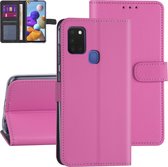 Samsung hoesje voor Galaxy A21S - Felroze - Book Case - Kaarthouder (A217F)