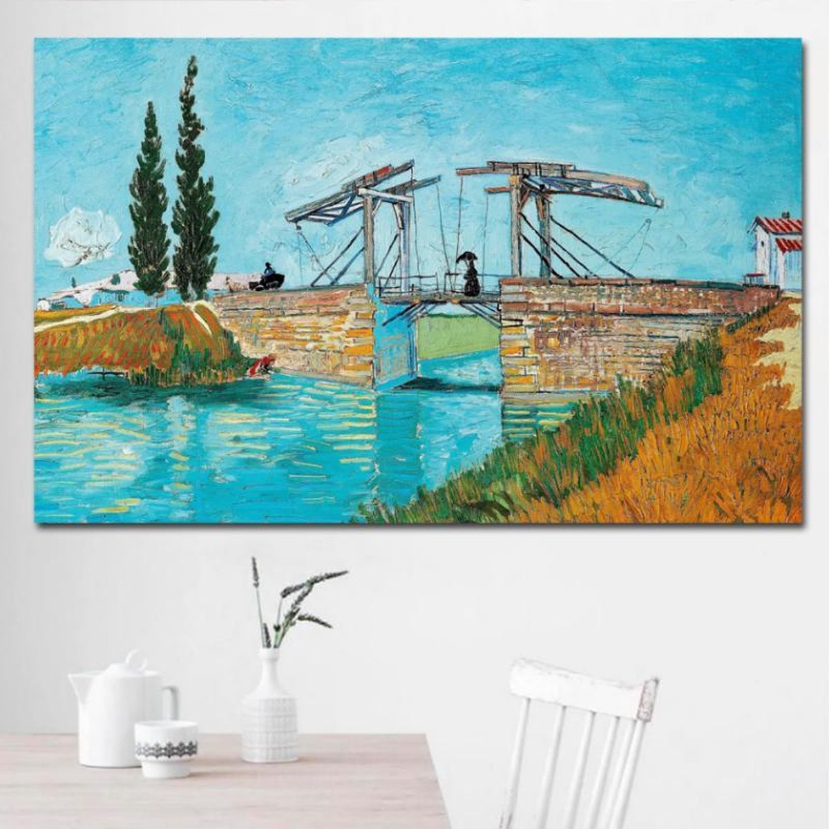 Allernieuwste Canvas Schilderij Vincent Van Gogh - De Brug van Langlois Bij Arles - Kunst - Poster - 40 x 60 cm - Kleur