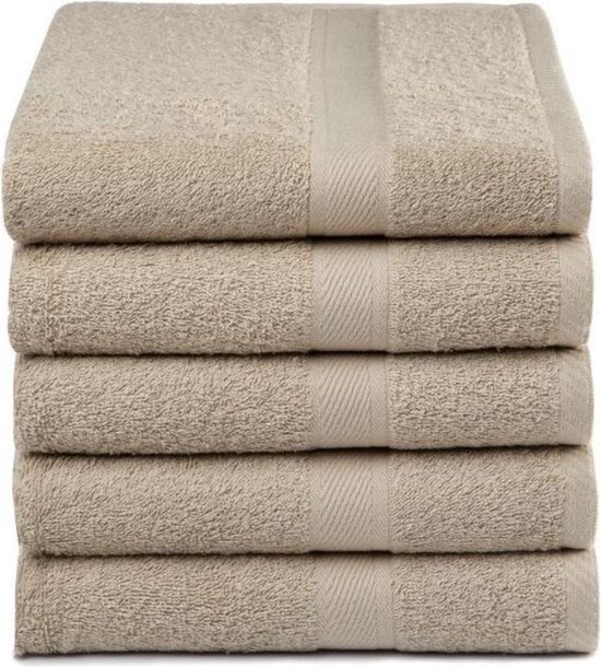 5x Zachte Katoen Handdoeken Zand | 50x100 | Vochtabsorberend En Soepel | Hoogwaardige Kwaliteit