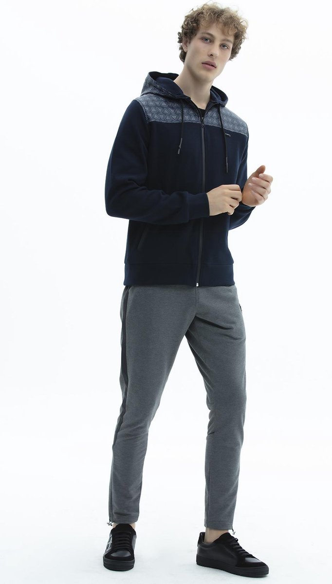 SCR. Amiro - Heren hoodie - Sweatvest met capuchon - Donkerblauw - Maat L
