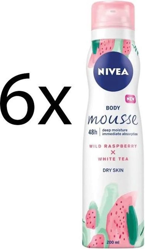 6x NIVEA Mousse Lotion Corporelle Framboise Sauvage x Thee Witte 6 x 200 ml  - Pack... | bol.com
