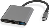 NÖRDIC USBC-N1173 USB-C naar HDMI Dockingstation - 4K 30Hz - PD 60W - 5Gbps - USB3.1 - Space grey