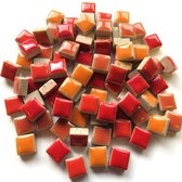 Mozaïeksteentjes Mini squares keramiek - mix vuur en vlam; 500 gr